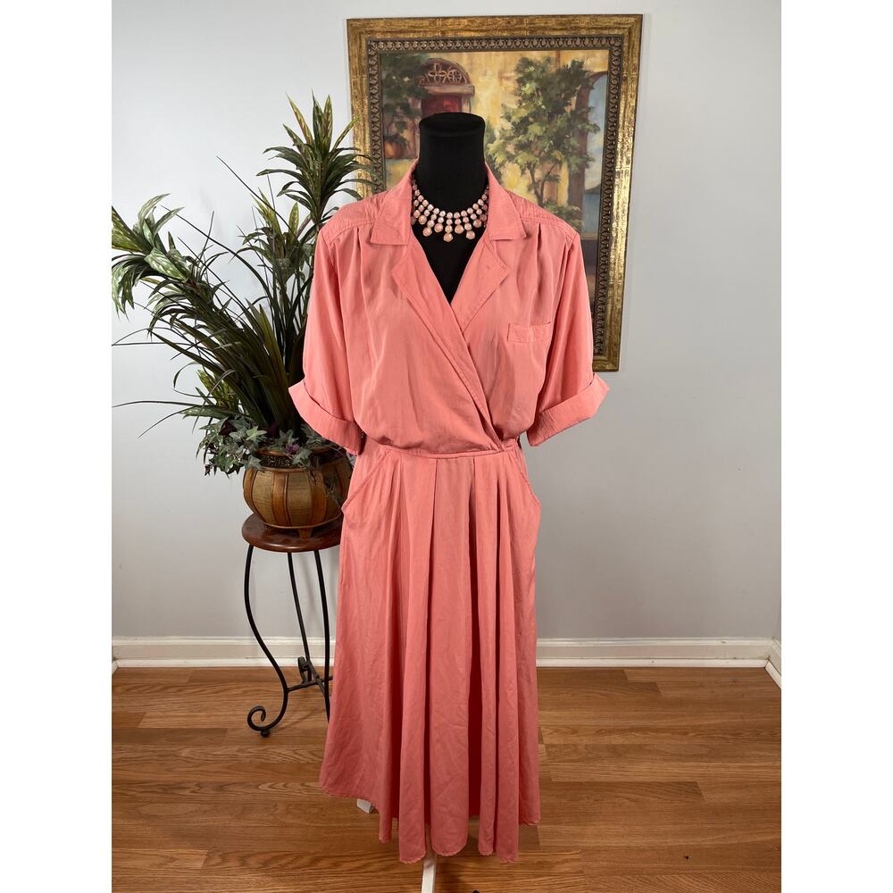 Darian Sheath Maxi Dress Women's 14 Peach Short Roll Up Whimsigoth Grandmacore